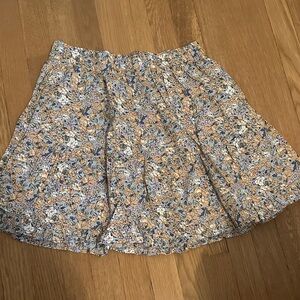 Vero Moda Floral Skater Skirt in Blue and Tan